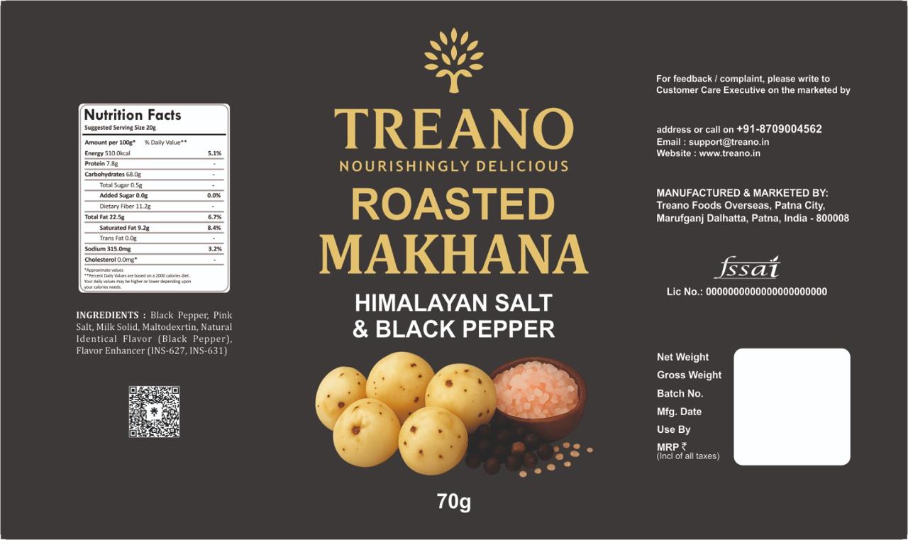 Treano Himalayan Salt & Black Pepper Roasted Makhana